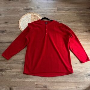 PATAGONIA Vtg Mens Red Capilene Fleece Button Henley Sweatshirt